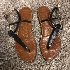 Sam Edelman Black Glossy Thong Sandals 7.5M
